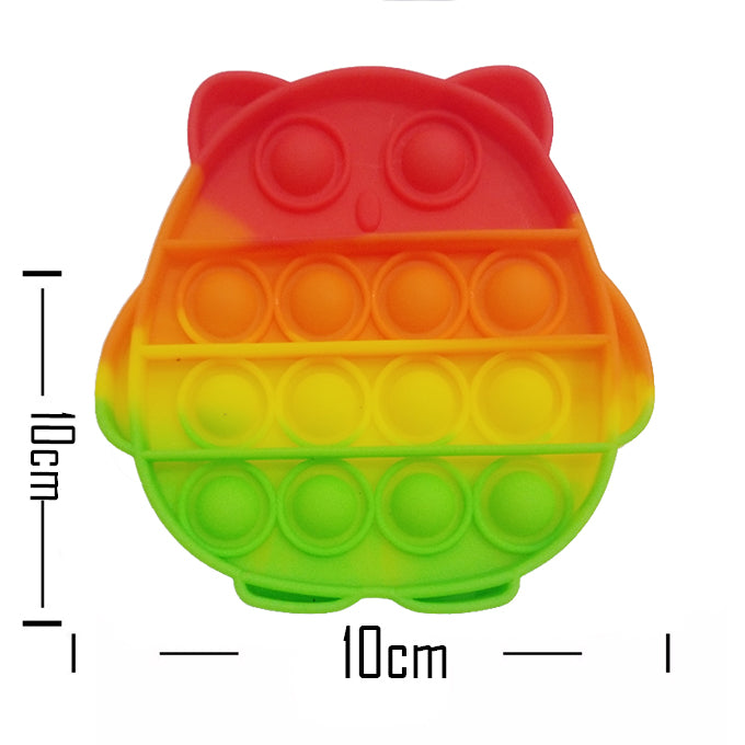 Push Pop Bubble Fidget Spinner Pop It Silicone Toy - 4 inches - Rainbow Owl