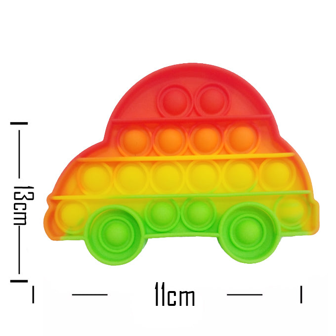 Push Pop Bubble Fidget Spinner Pop It Silicone Toy - 5 inches - Rainbow Car