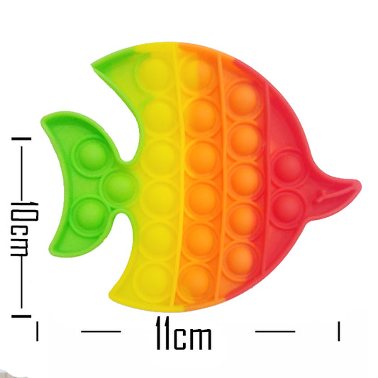 Push Pop Bubble Fidget Spinner Pop It Silicone Toy - 5 inches - Rainbow Angel Fish