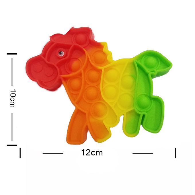 Push Pop Bubble Fidget Spinner Pop It Silicone Toy - 5 inches - Rainbow Horse