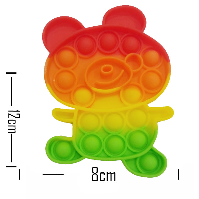 Push Pop Bubble Fidget Spinner Pop It Silicone Toy - 5 inches - Rainbow Teddy Bear 2