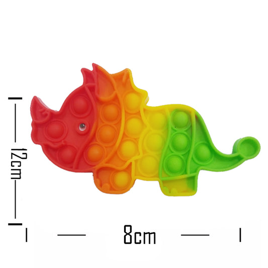 Push Pop Bubble Fidget Spinner Pop It Silicone Toy - 6 inches - Rainbow Rhinoceros