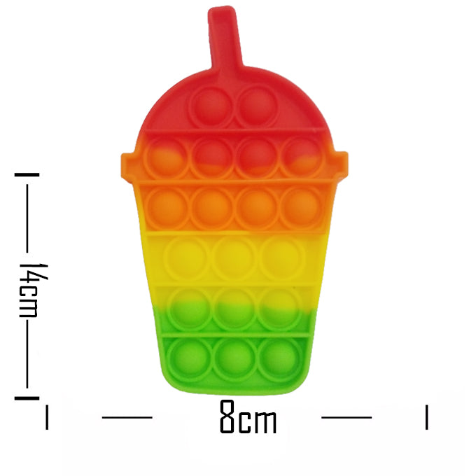 Push Pop Bubble Fidget Spinner Pop It Silicone Toy - 6 inches - Rainbow Slushee Shake Juice Cup