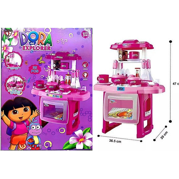 Dora Kitchen Set with Light Music Water TAP Function 35 Pcs