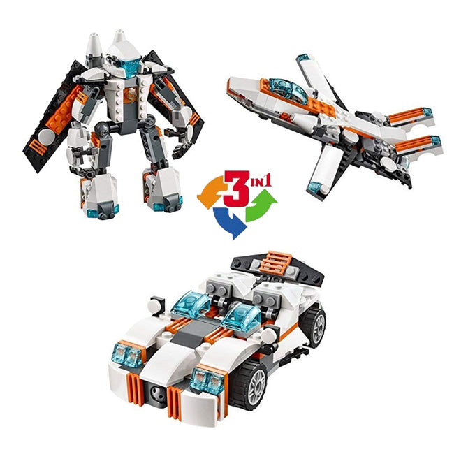 3 in 1 Car and Spoiler Jet Building Block Construction Set Toys - 237 Pcs Decool 3115