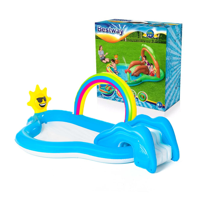 Bestway 53092 Rainbow &amp; Shine Water Play Centre with Paddling Pool 257 x 145 x 91 cm
