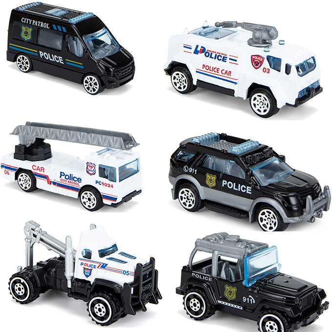 Diecast Police Cars Metal Playset Vehicle Models Collection Police Patrol Swat Truck Toy for Kids Pack of 6PCS
