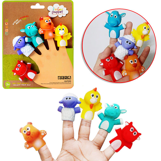 Finger Puppet - Farm Animals - 5 Fingers - Multi Color
