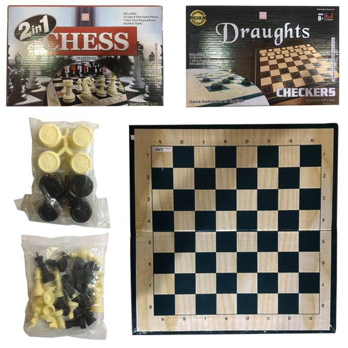 Chess &amp; Draughts 2 in 1 Board Game - Multi Color
