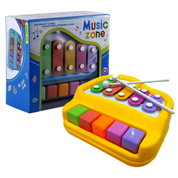 Music Zone Xylophone &amp; Piano - Musical Toy For Kids - 5 Keys - Multi Color