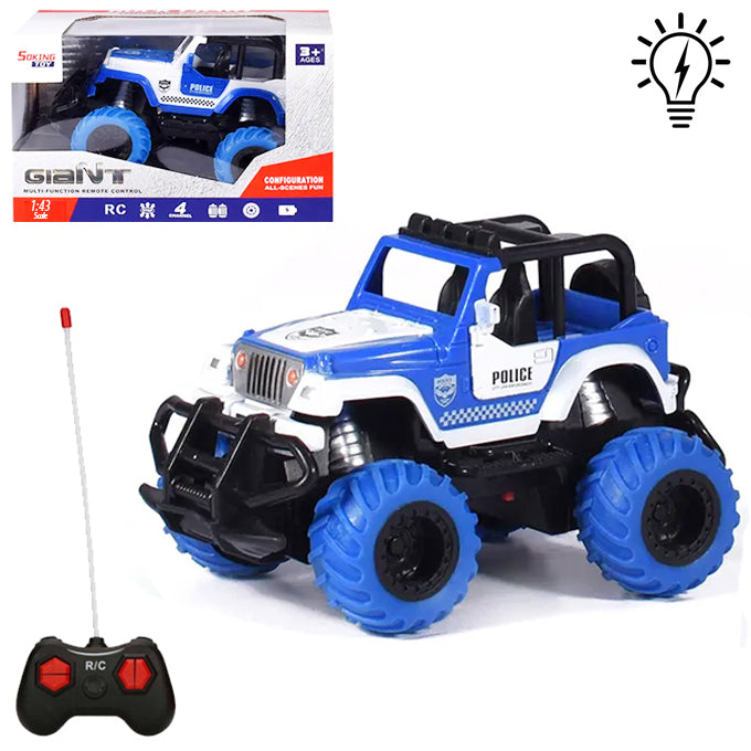 Remote Control Police Jeep - 4 Channel - Assorted Design - Blue