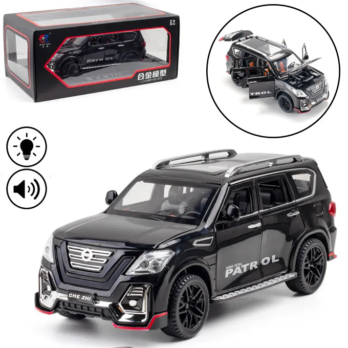 XLG Nissan Patrol Die Cast Model Car 1:24 Scale - Lights &amp; Music - Black