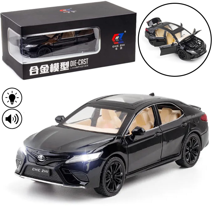 Toyota Camry Die Cast Car Model 4 Door Open With Trunk &amp; Bonult - 1:24 Scale – Toys For Boys - Black