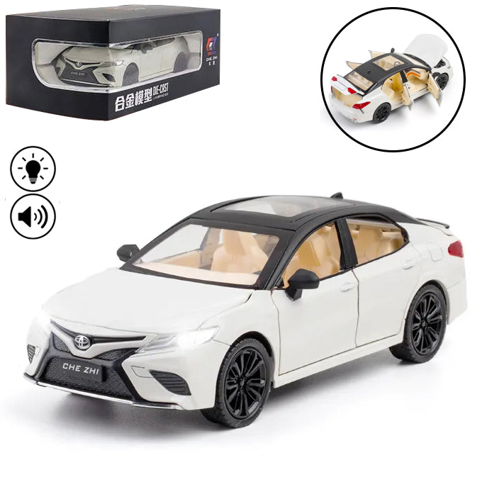 Toyota Camry Die Cast Car Model 4 Door Open With Trunk &amp; Bonult - 1:24 Scale – Toys For Boys - White