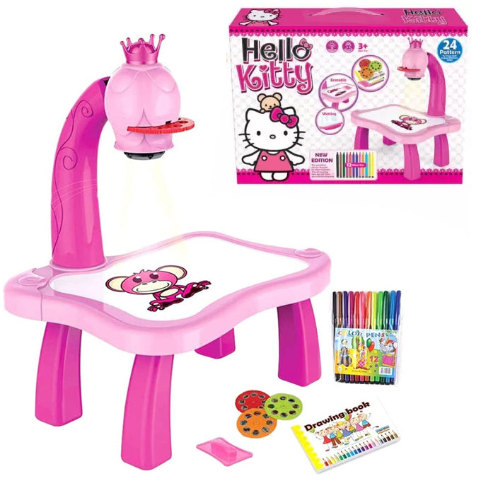 Hello Kitty Children Projection Drawing Board LED Projector Drawing Table Toys For Kids - 24 Pattern