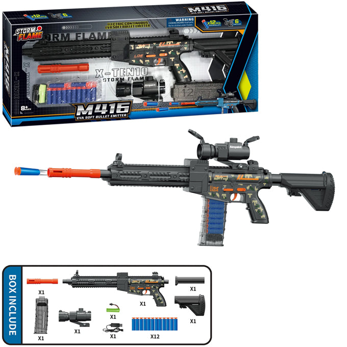 M416 Nerf Soft Darts Electric Toy Gun 76 cm - Black