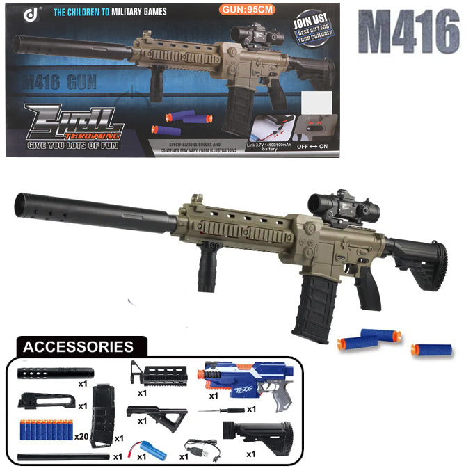 M416 Nerf Soft Darts Electric Toy Gun 95 cm - Multi Color