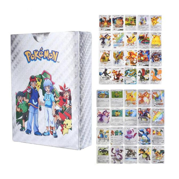 55 PCS Silver Foil Rare Cards Packs Set Deck Box Including Assorted The Latest Vmax GX EX DX V Cards Silver Toy for boys