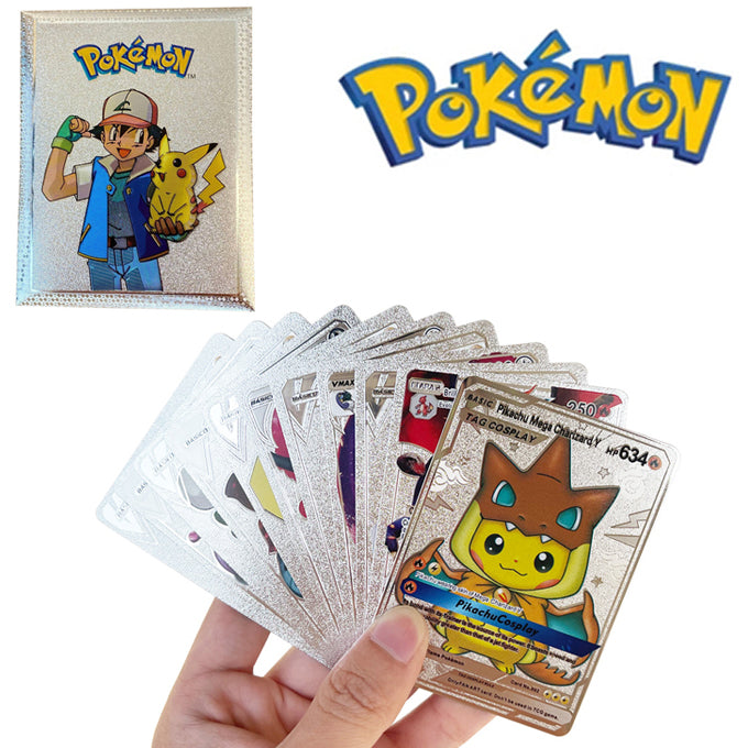 10 Pcs Pokemon Silver Foil Cards Pack Anime Cartoon Pokemon English Version Tcg Card For Fans Collection