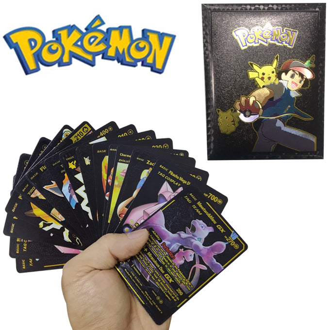 10 Pcs Pokemon Black Gold Foil Cards Pack Anime Cartoon Pokemon English Version Tcg Card For Fans Collection