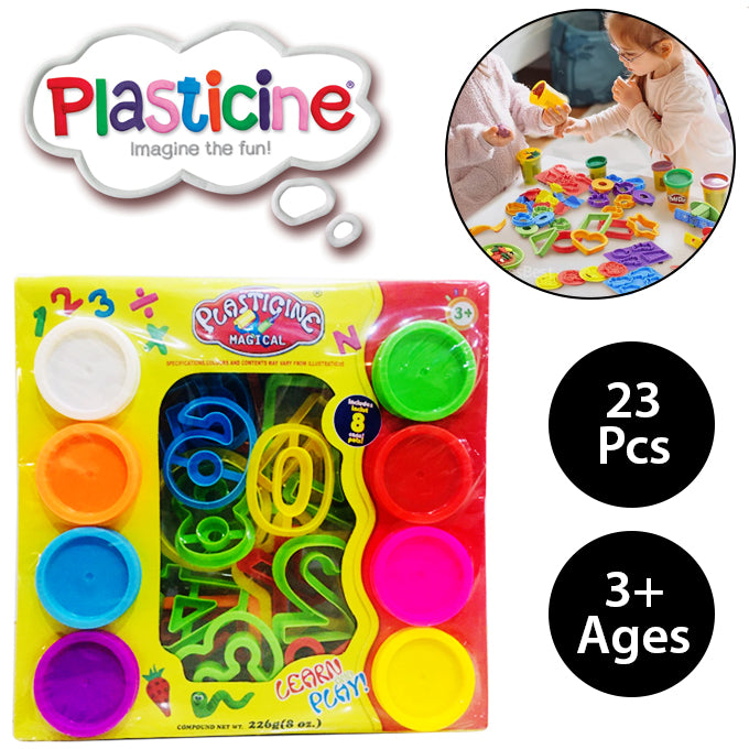 Plasticine Magical Numbers &amp; Shapes Intelligent Play Dough 23 PCS Clay Molds for Kids With 8 Cans Pots