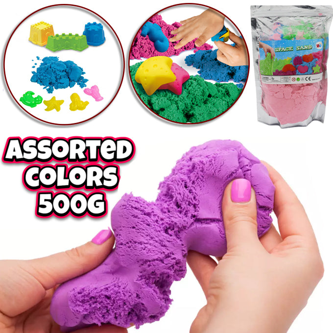 Space Sand Kinetic Sand 500 Gram With 8 Molds Pack For Kids In Assorted Colors