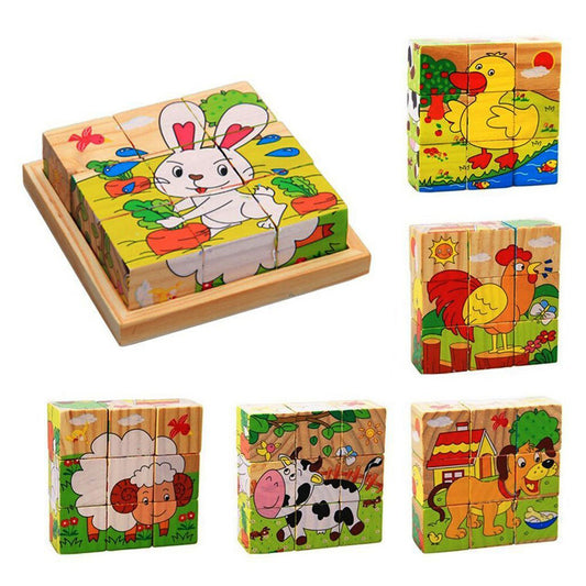 Farm Animals - Cubical Wooden Puzzle