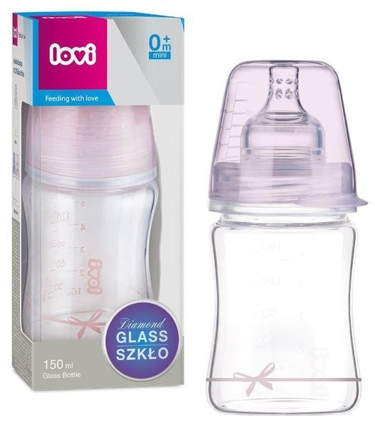 LOVI Glass Bottle DIAMOND GLASS 150 ml Baby Shower girl